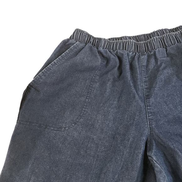 White Stag Denim Pants Womens PL Large Petite 12 14 Elastic Waist Capris Dark - Picture 4 of 13